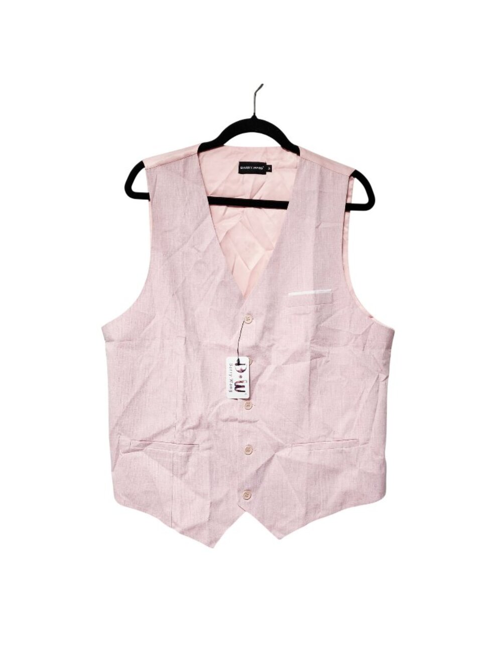Barry Wang Mens Pink Single-Breasted Adjustable Dress Vest M